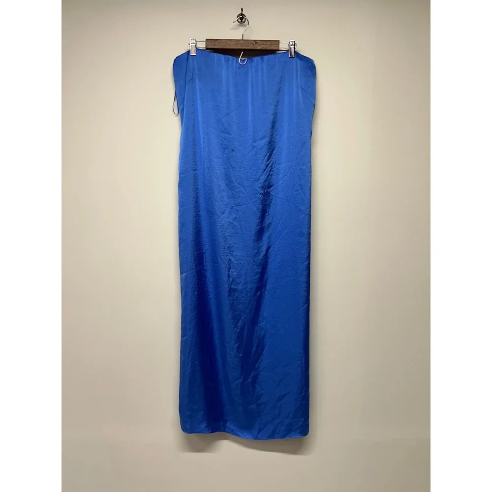 Abercrombie Blue Strapless Maxi Dress Size XL Satin Slip Tube Dress Resortwear